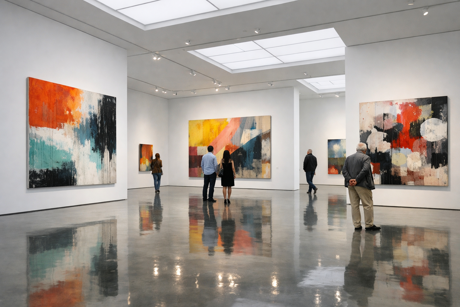 İstanbul'da beyaz duvarlı çağdaş sanat galerisinde sergi