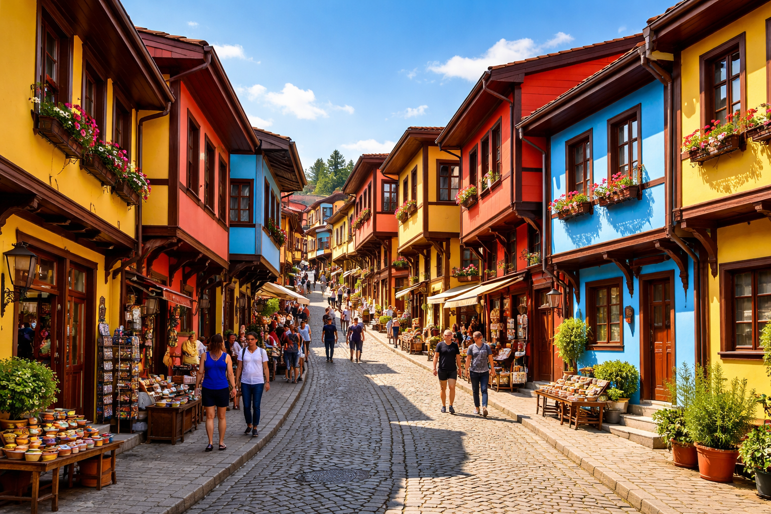 Eskişehir Odunpazarı'nda rengarenk boyalı tarihi ahşap evler